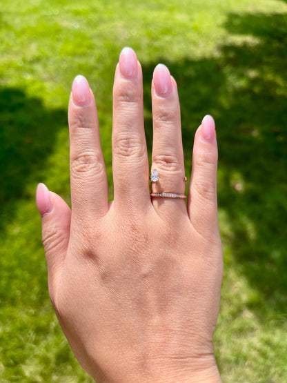 Floating Pear Diamond Ring, 18K Rose Gold, view 7