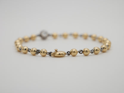 Ball Chain Georgian Victorian Bracelet with Moissanite or Lab Diamond, view 3
