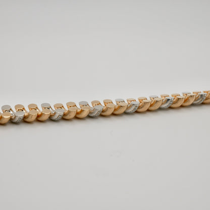 Silk Engraved Rigatto Twist Bracelet with Pavé Lab Diamonds in 14K or 18K Gold, view 6