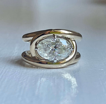 Oval Moissanite Interlocking Loops Ring, view 3