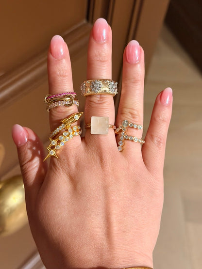 Building Block Ring with Quartz and Rainbow Sapphires, view 6