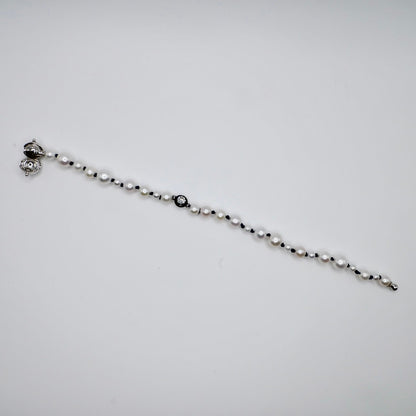 Collier de perles d'eau douce graduées avec diamant de laboratoire serti à la géorgienne sur cordon de soie, 16 pouces