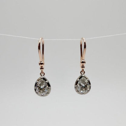 Pear Moissanite Hook Drop Earrings and, 14K Gold