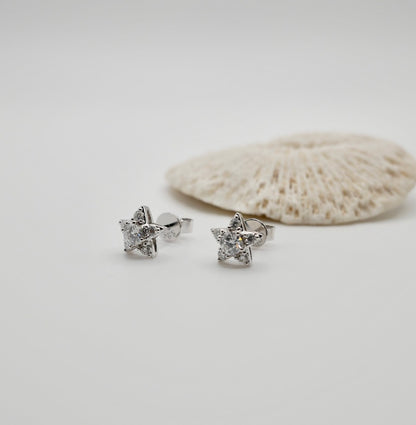 Moissanite Star Stud Earrings, view 5