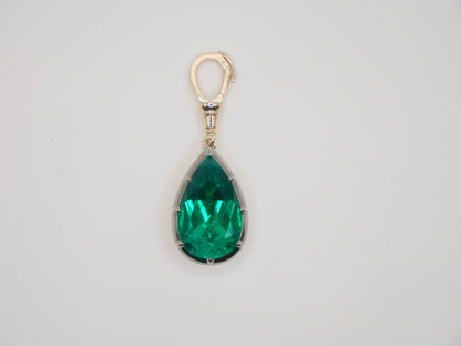 Georgian Victorian Ball Chain Pear Emerald Pendant, 18K Gold, 6 Ct, view 2