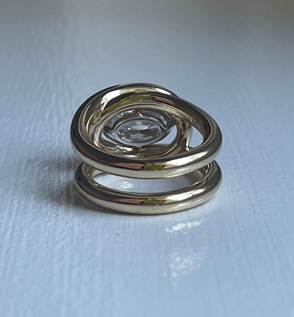 Oval Moissanite Interlocking Loops Ring, view 4
