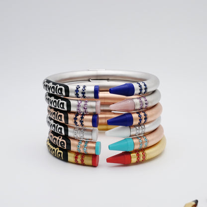 Customizable Crayon Bracelet with Blue Lapis and Blue Moissanites