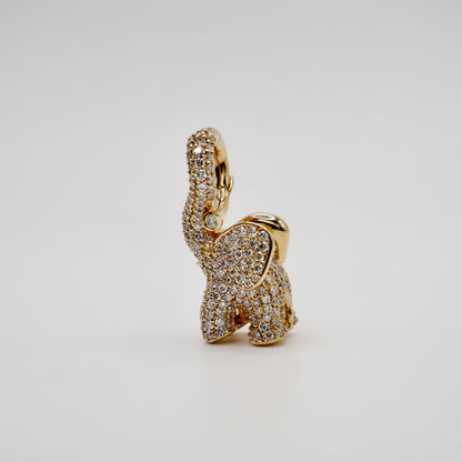 Pave Diamond Medium Elephant Pendant Charm, 18K Yellow Gold, view 2