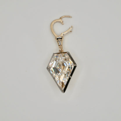 Georgian Victorian Ball Sphere Chain Shield Portrait Lab Diamond or Moissanite Pendant, 18K Gold