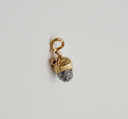 Pave Diamond Acorn Pinecone Pendant Charm, 18K Gold, view 10