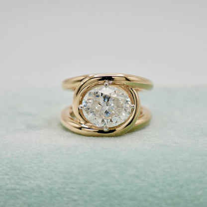 Oval Moissanite Interlocking Loops Ring, view 2