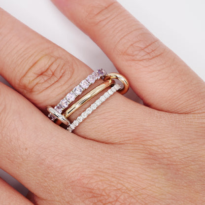 Interlocking Amethyst and Diamond Trinity Ring Set