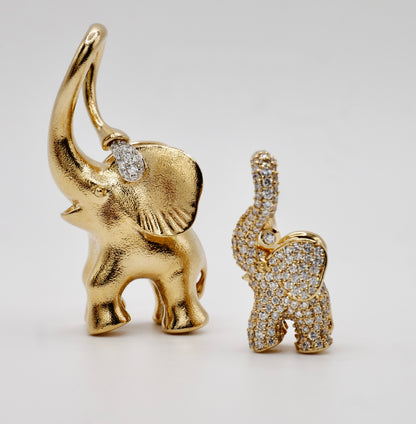 Pave Diamond Medium Elephant Pendant Charm, 18K Yellow Gold, view 7