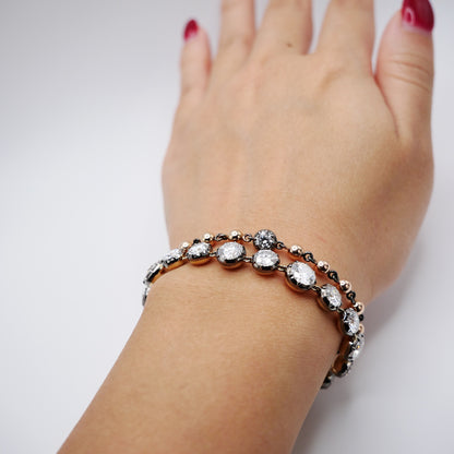 5 to 15 ct Georgian Victorian Solid Gold Riviere Moissanite Button Back Collet Bracelet, view 11