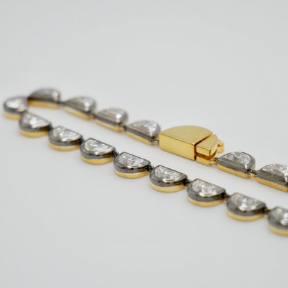 Georgian Victorian Riviere Scalloped Half Moon Collet Tennis Necklace, view 11