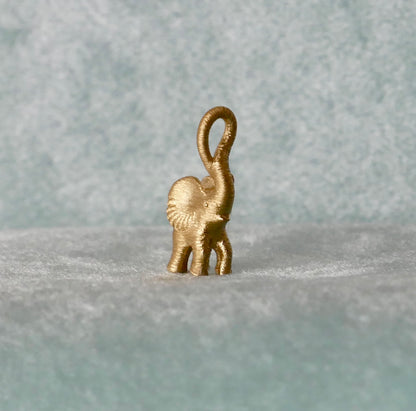 Diamond Small Elephant Pendant Charm, 18K Gold, view 6