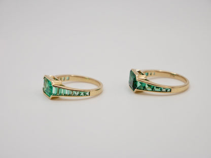 Caliber Step Cut Lab Grown Colombian Emerald Ring, view 8