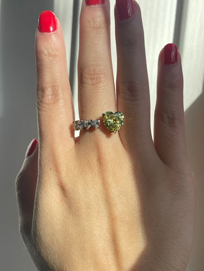 Floating Heart Ring with Sapphire, 18K Gold, view 4