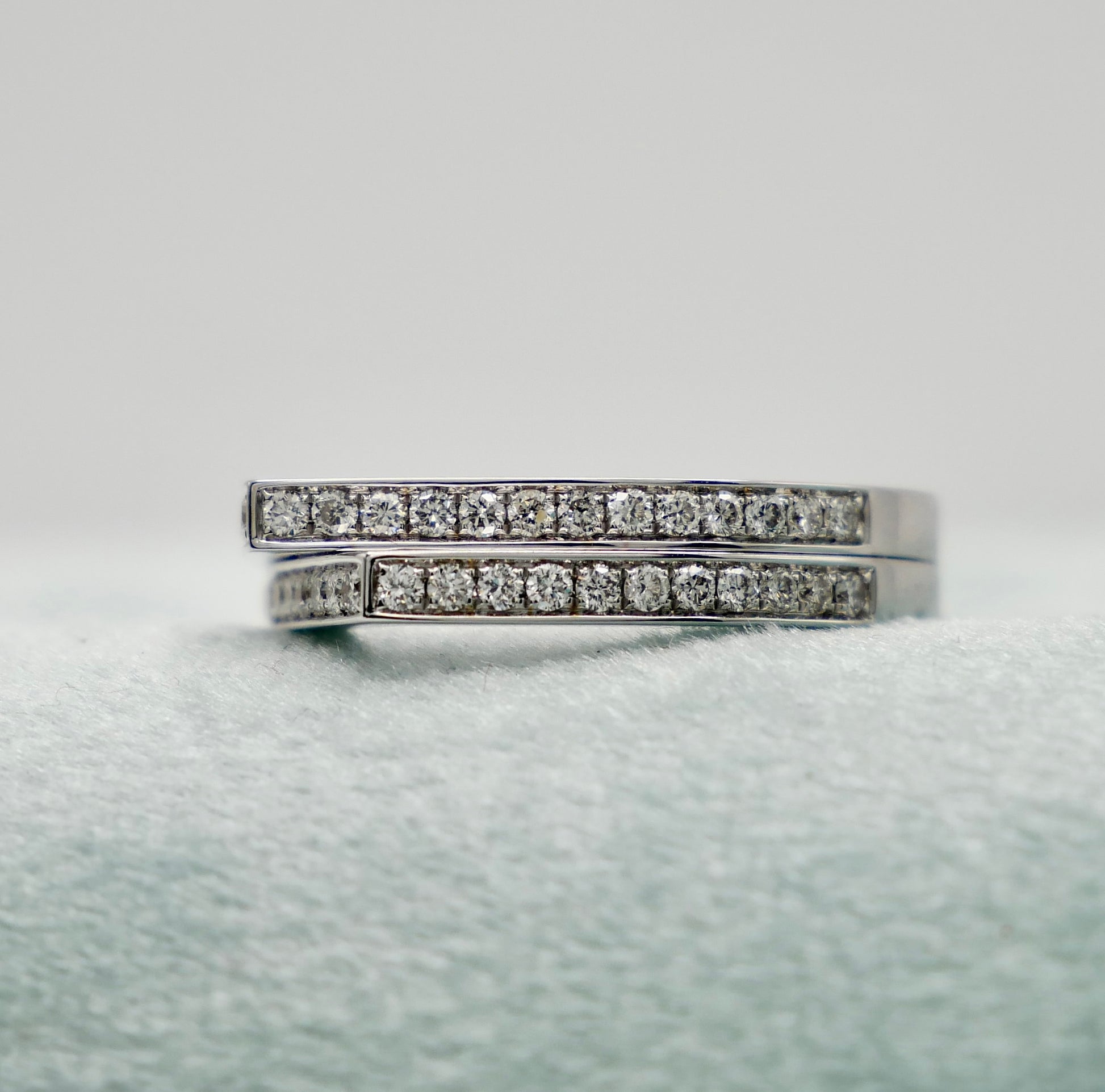 Geometric Double Band Diamond Ring in 18K White Gold with Lab Grown Diamonds | by Disco Marshmallow