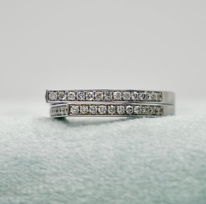 Geometric Double Band Diamond Ring with Lab Grown Diamonds, 18K Gold, view 3