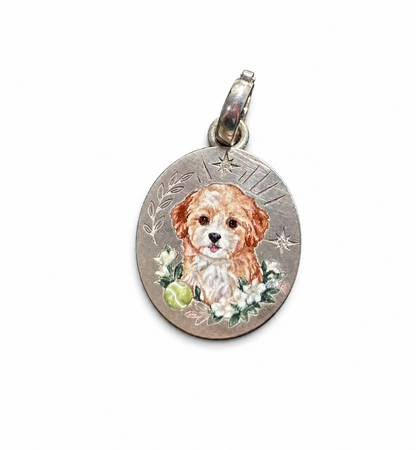 Custom Champlevé Enamel Pendant — Hand Painted, Engraved Reverse, 18K Gold