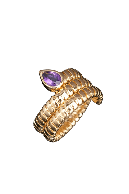 Tubogas Serpenti Snake Ring with Peridot, 18K Gold, view 7