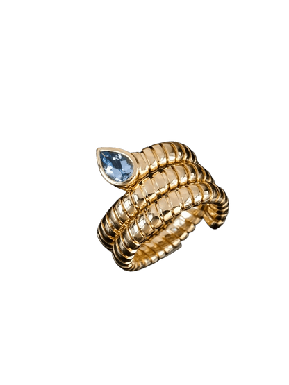 Tubogas Serpenti Snake Ring with Peridot, 18K Gold, view 5