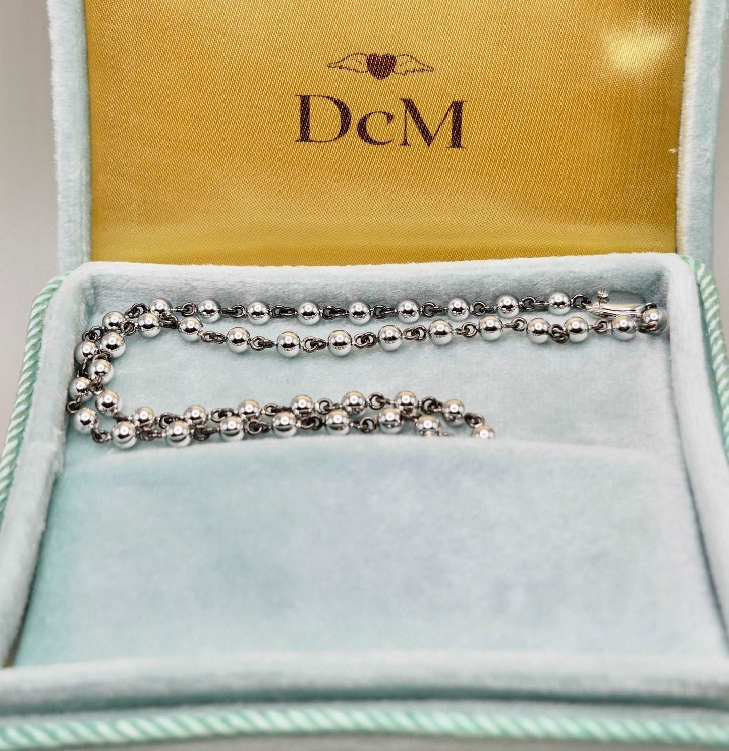 Georgian Victorian Art Deco Ball Sphere Chain Necklace, 4 mm, view 12