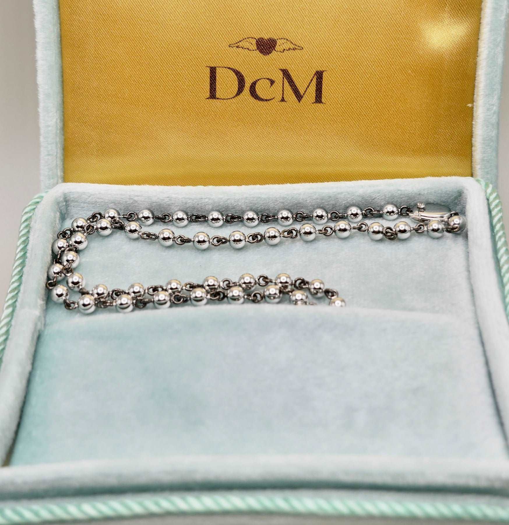 Georgian Victorian Art Deco Ball Sphere Chain Necklace, 4 mm, view 12