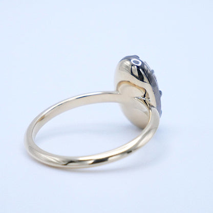 Georgian Victorian Champagne Oval Lab Diamond Ring, 14K Gold, view 3