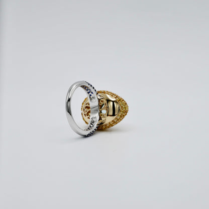 Aquamarine with Blue Sapphires Duckie Ring, 18K Gold
