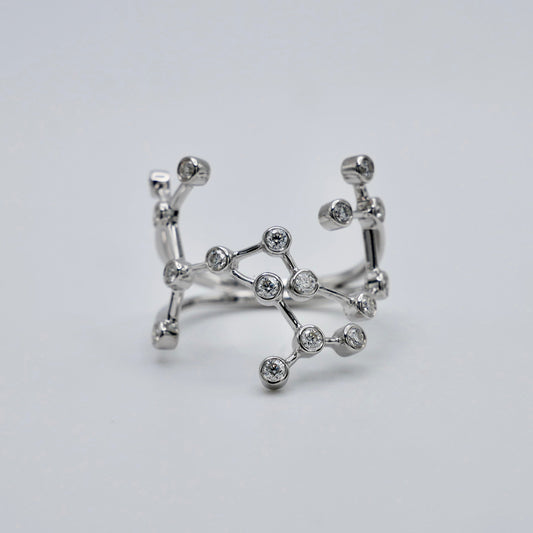 Sagittarius Constellation Ring in 18K Gold with Lab Diamonds