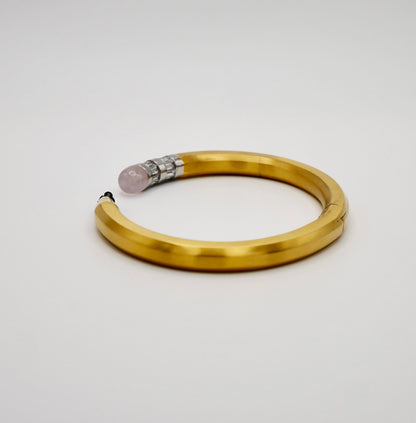 Pencil Bangle with Moissanite and Pink Nephrite, 18K Gold Filled, view 3