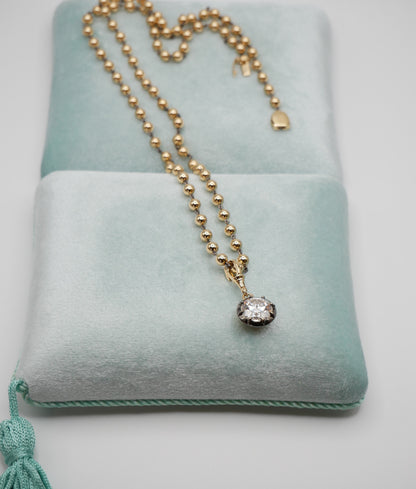 Georgian Victorian Ball Chain Round Pendant, Lab Diamond or Moissanite, view 2