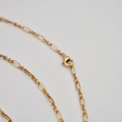 Lab Ruby Gold Trombone Chain Necklace, 18K Gold, view 4