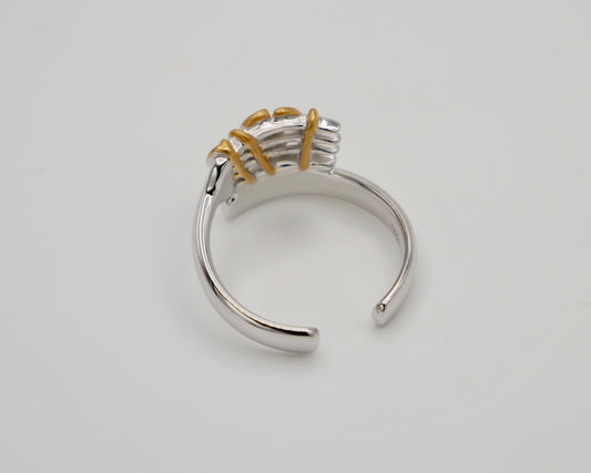 Adjustable Fork Spaghetti/Pasta Ring - Platinum and 18K Gold Filled with Sterling Silver | Nadine Ghosn style | Drake jewelry | Justin Bieber jewelry | Beyonce jewelry | novelty fun fine jewelry | by Disco Marshmallow