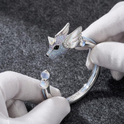 Dragonair Pokemon Cuff Bracelet Pavé Moissanite Moonstone, view 3