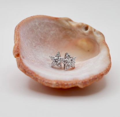 Moissanite Star Stud Earrings, view 4