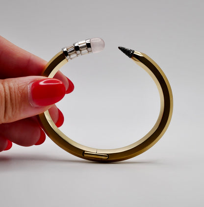 Pencil Bangle with Moissanite and Pink Nephrite, view 5