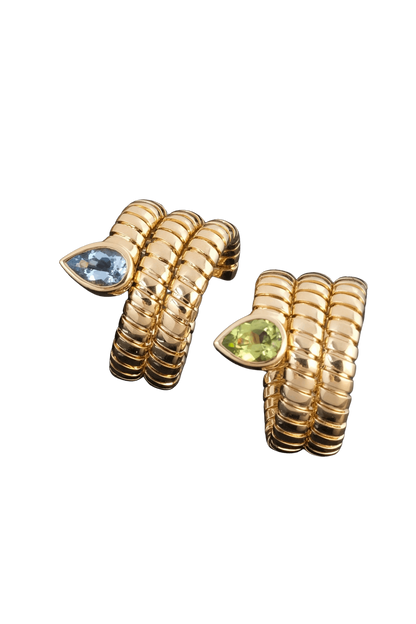 Tubogas Serpenti Snake Ring with Peridot, 18K Gold, view 9