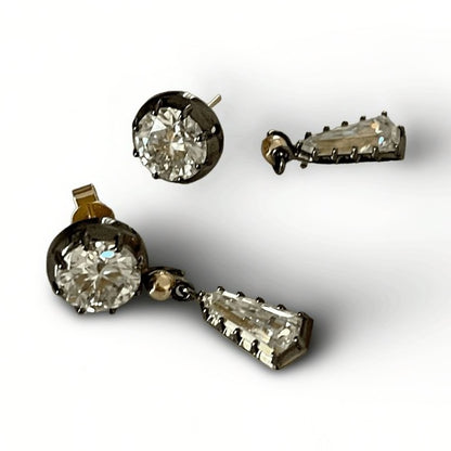 Multi-Shape Georgian Victorian Gold Detachable Earrings, 14K Gold, 6.6 Ct
