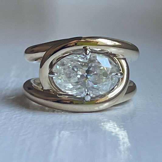 Oval Moissanite Interlocking Loops Ring, view 2