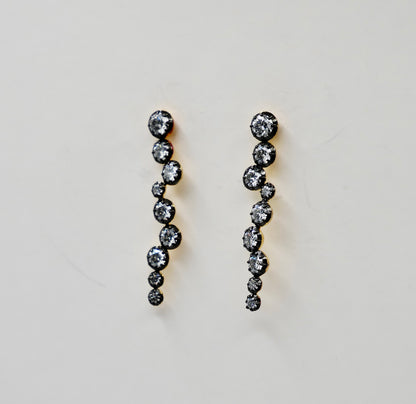 Georgian Cascade Drop Earrings - Blackened Gold with Collet-Set Moissanites in 14K or 18K Gold, view 2