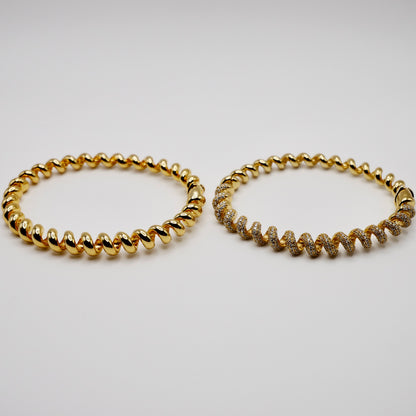 Fusilli Rotini Spiral Gold Bangle, view 12