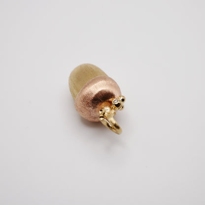 Diamond Acorn Pendant, 18K Gold, view 7