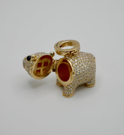 Baby Hippo Locket Pendant, Yellow Gold, view 4