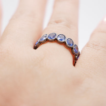 Eternity Band with Oval Sapphires in Milligrain Setting, view 9