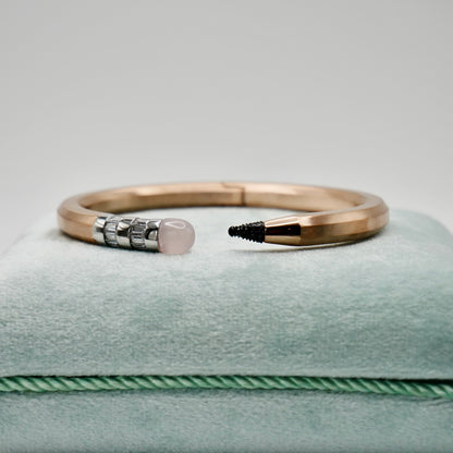 Pencil Bangle with Moissanite and Pink Nephrite, 18K Gold Filled, view 6