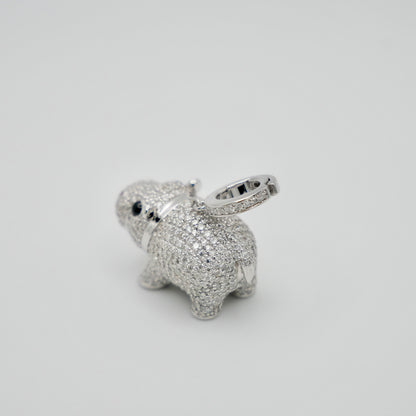 Baby Hippo Locket Pendant, White Gold, view 5