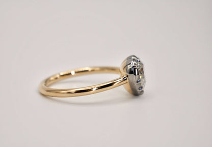 Georgian Victorian Heart Shaped Moissanite and Gold Collet Button Back Ring, 2 Ct, view 6